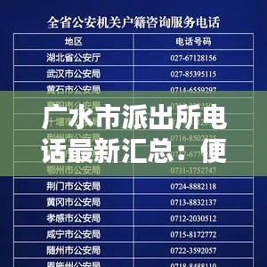 广水市派出所电话最新汇总：便民服务，守护平安