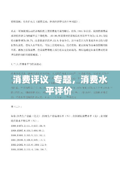 消费评议  专题，消费水平评价 